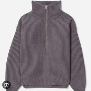 Everlane Felted Merino Half-Zip Sweater - Plum Grey